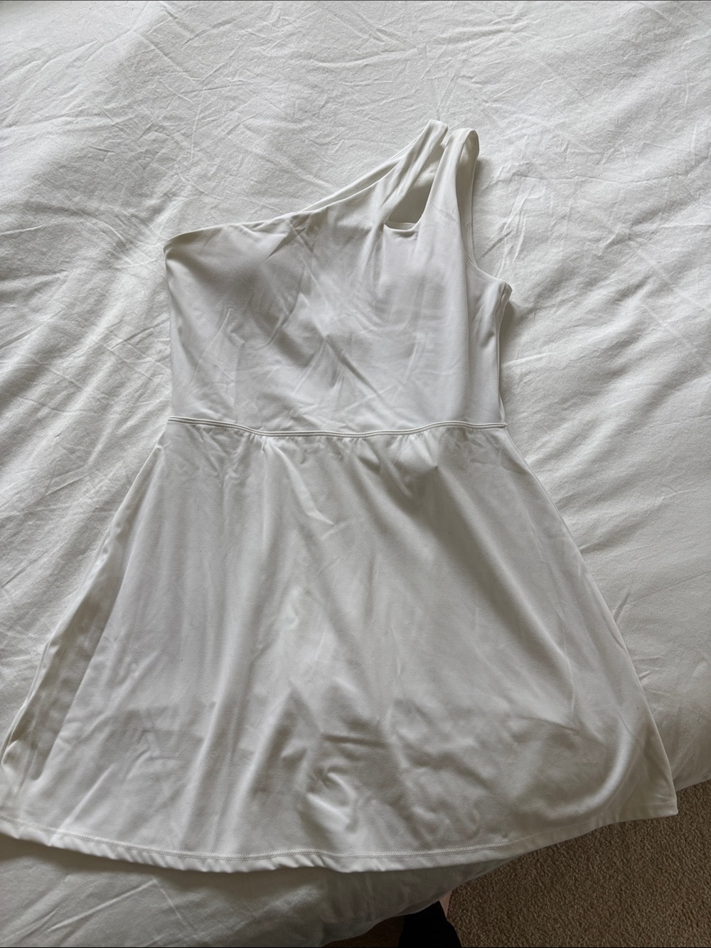 One-Shoulder White Tennis Dress